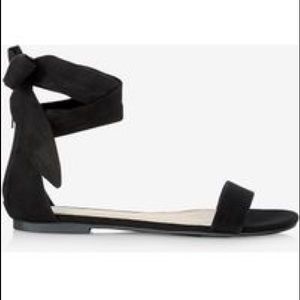 Express women’s black suede tie up sandals. Size 7